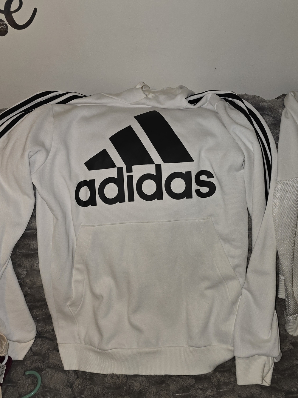 Adidas White Hoodie with Black Logo